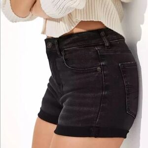 American Eagle Super Super Stretch High Waist Black Jean Shorties Size 8 🖤